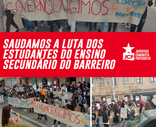 A JCP saúda a luta dos Estudantes do Ensino Secundário do Barreiro
