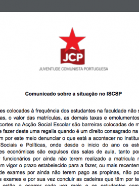 Comunicado sobre a situação no Instituto Superior de Ciências Sociais e Políticas